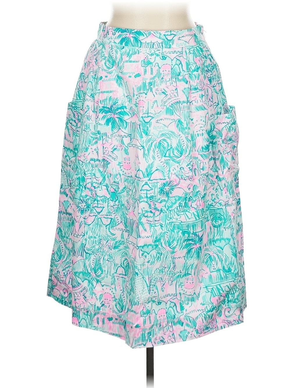 Lilly Pulitzer Pink & Teal Tropical A-Line Skirt